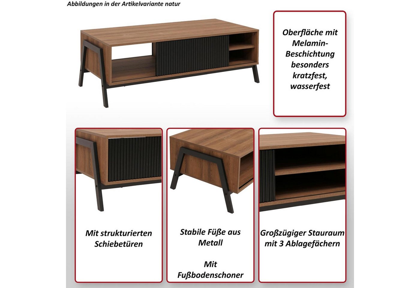 MCW Couchtisch MCW-O40-C, Mit Fußbodenschoner – Bild 4 von 5