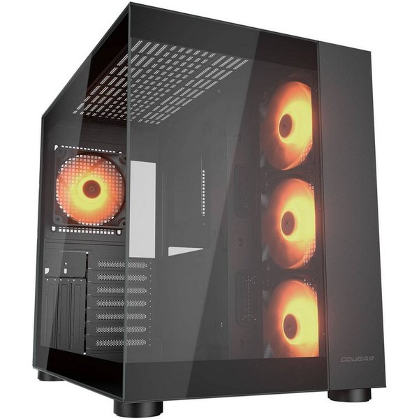 Cougar Gaming-Gehäuse FV150 BK, Midi-Tower, USB/Audio, 2x USB 3.0, 1x USB 3.2 Gen2 Type-C, ATX, schwarz, 4 Lüfter vormontiert