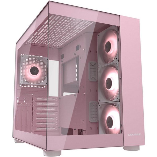 Cougar Gaming-Gehäuse FV150 PK, Midi-Tower, USB/Audio, 2x USB 3.0, 1x USB 3.2 Gen2 Type-C, ATX, Pink, 4 Lüfter vormontiert