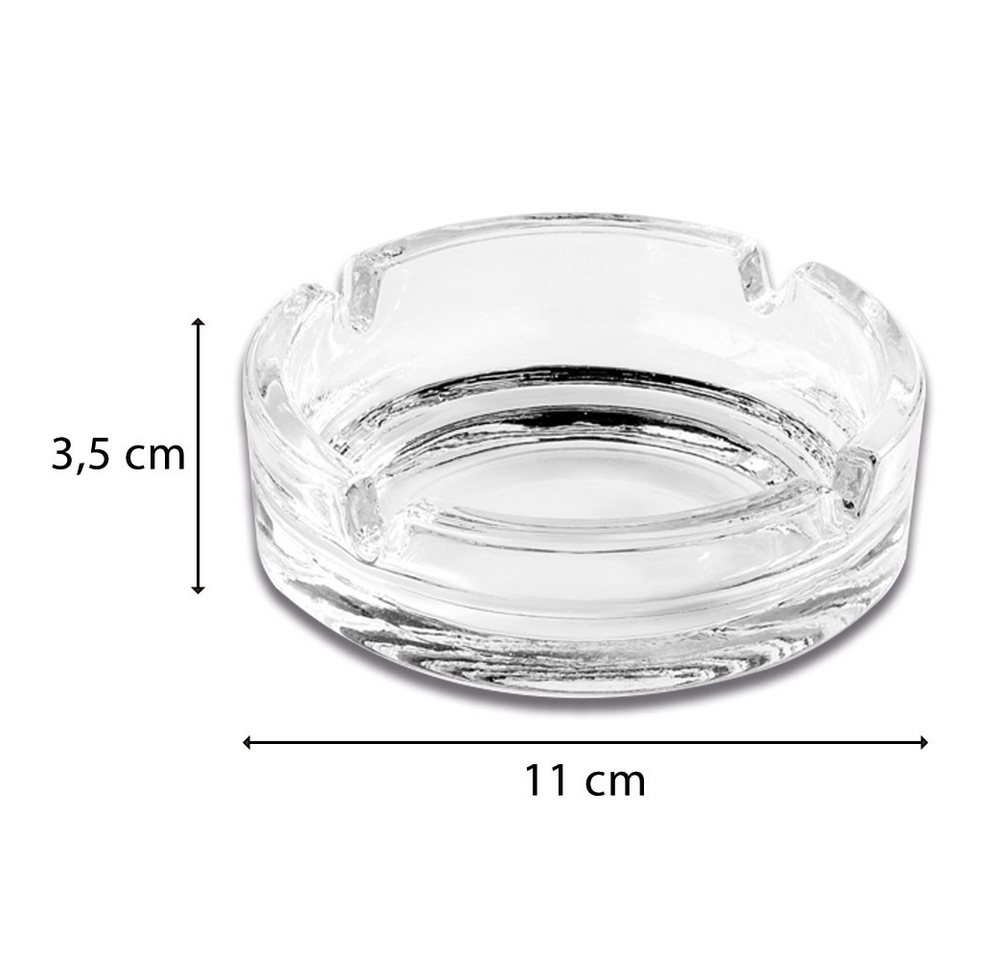 Coumo Aschenbecher 6x Glas Ascher, Transparent 11cm, für draussen, 6er Set - Ideal für Bistro, Gastro, Garten, Zuhause... – Bild 2 von 4