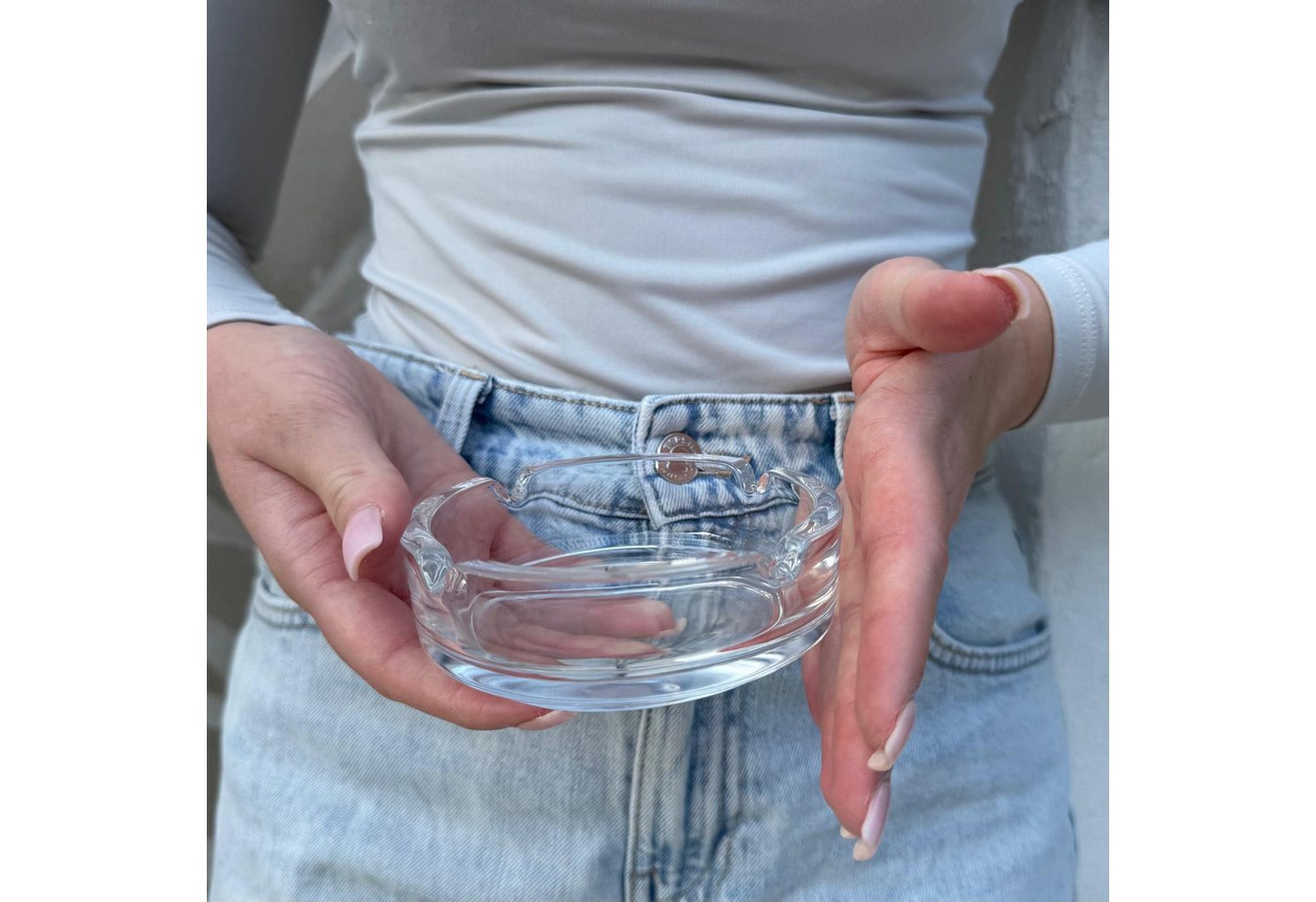 Coumo Aschenbecher 6x Glas Ascher, Transparent 11cm, für draussen, 6er Set - Ideal für Bistro, Gastro, Garten, Zuhause... – Bild 3 von 4