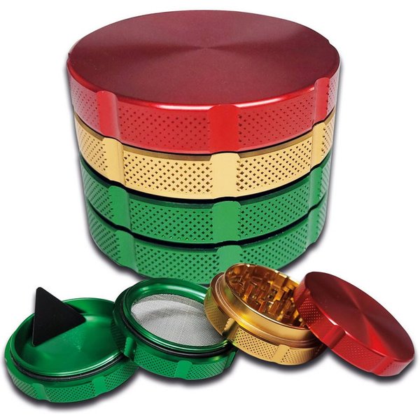 Coumo Grinder Grinder Crusher, Grip Massiv, Rot Gold Grün, Gewürzmühle, ⌀ 5 cm