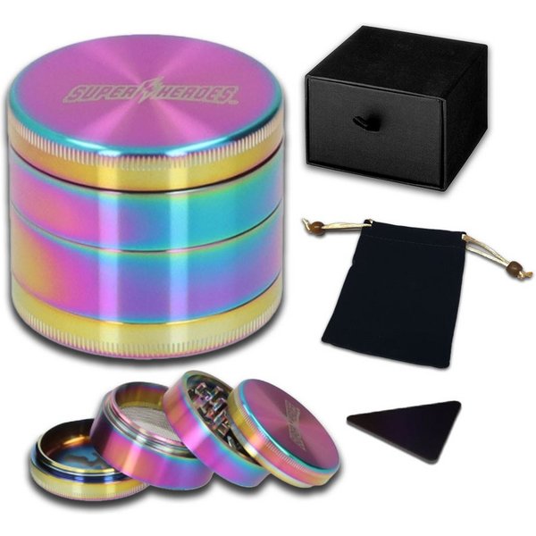 Coumo Grinder XXL 0,420 kg Edelstahl Grinder Crusher, Rainbow ⌀ 5,5 cm Set