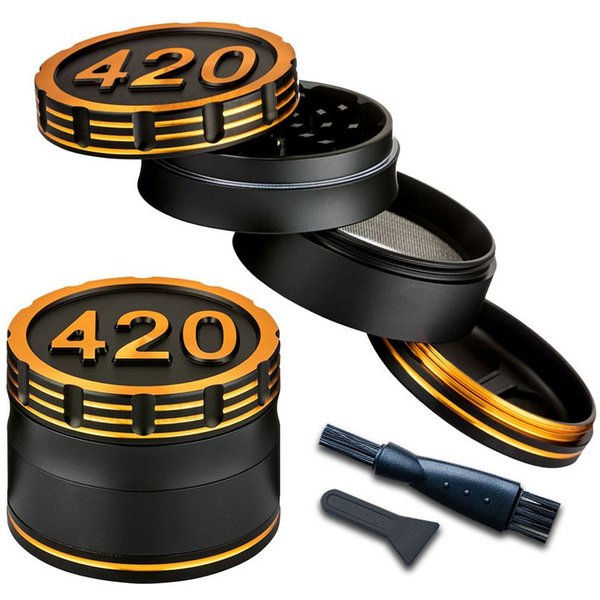 Coumo Kräutermühle Grinder Crusher Gewürzmühle, Schwarz, 420 Design, ⌀ 6 cm, Metall