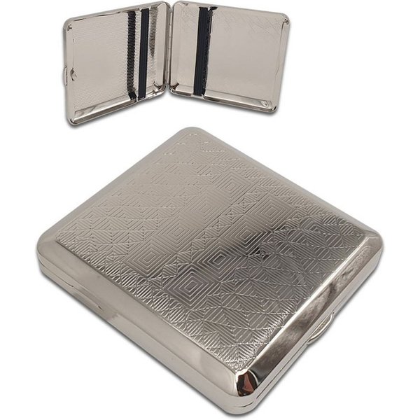 Coumo Sammleretui Zigarettenetui aus Metall, Silber Design, für ca. 20 Zigaretten