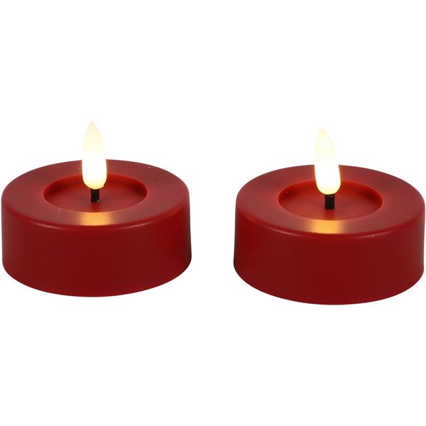 Countryfield LED-Kerze (Set, 2-tlg), Teelicht XL rot 6/18h Timer