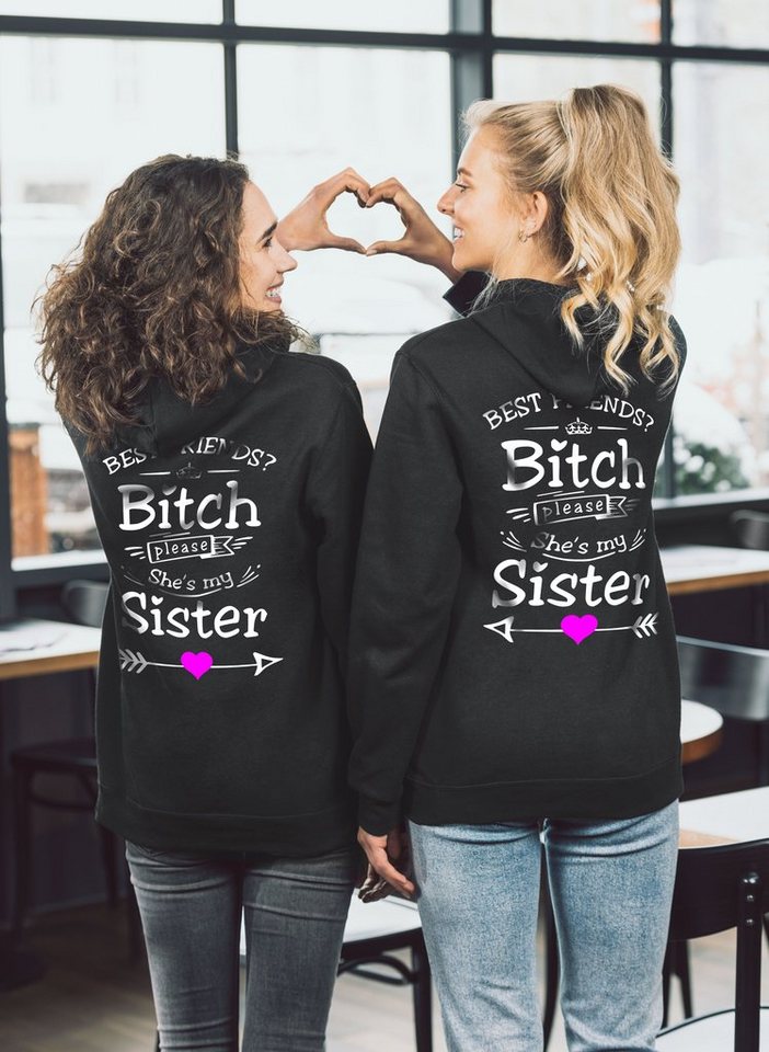Couples Shop Kapuzenpullover Best Friends Hoodie Pullover She's my Sister Fun Spruch Beste Freundin (1-tlg) mit modischen Print – Bild 3 von 5