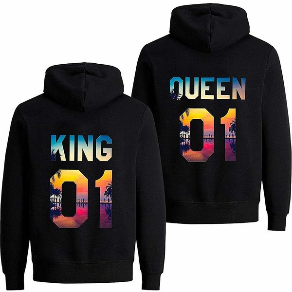 Couples Shop Kapuzenpullover KING & QUEEN Hoodie Pullover für Paare mit modischem Print