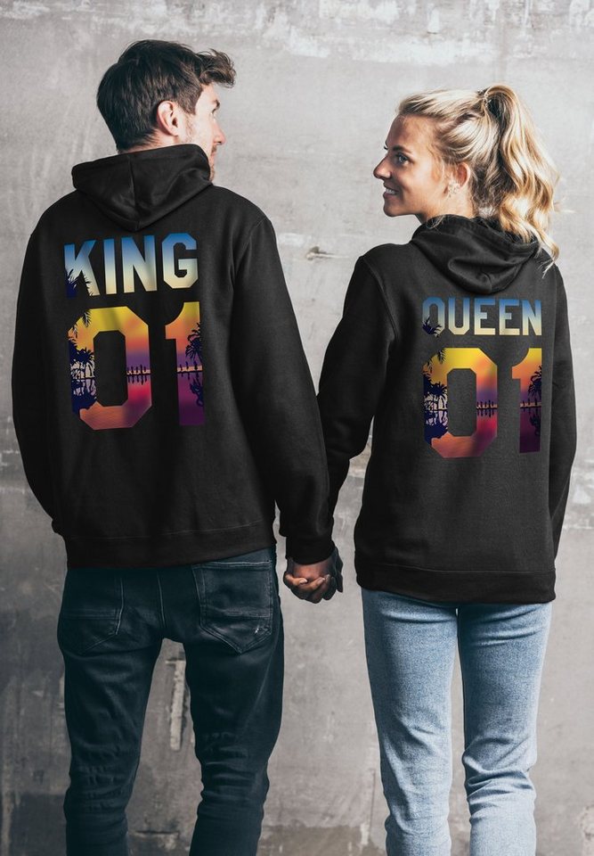 Couples Shop Kapuzenpullover KING & QUEEN Hoodie Pullover für Paare mit modischem Print – Bild 2 von 4