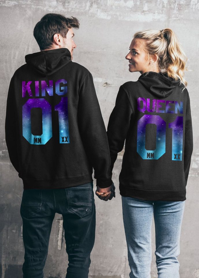 Couples Shop Kapuzenpullover KING & QUEEN Hoodie Pullover Set mit modischem Print – Bild 2 von 4