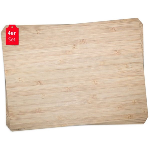 cover-your-desk.de Platzset Tischsets I Platzsets abwaschbar - Bambus Optik, (aus erstklassigem Vinyl (Kunststoff – BPA-frei), 4-St., 44 x 32 cm - rutschfeste T