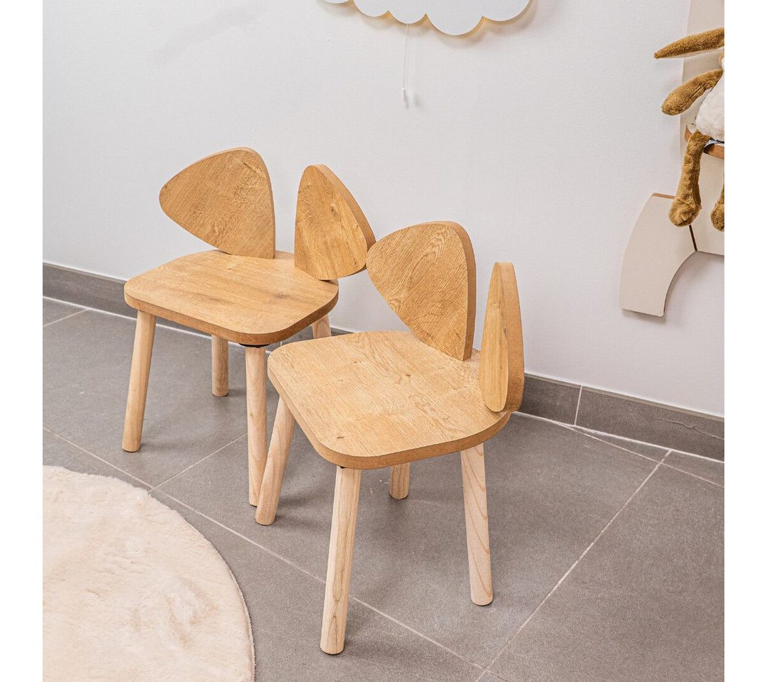 COZYCOLLECTIONS Kindersitzgruppe Kindertisch-Set mit Tiermotiv-Stühlen aus Naturholz, (Kindertisch-Set, 3-tlg., 3-teilig (1 Tisch + 2 Stühle), Montessori-Design – Bild 4 von 5