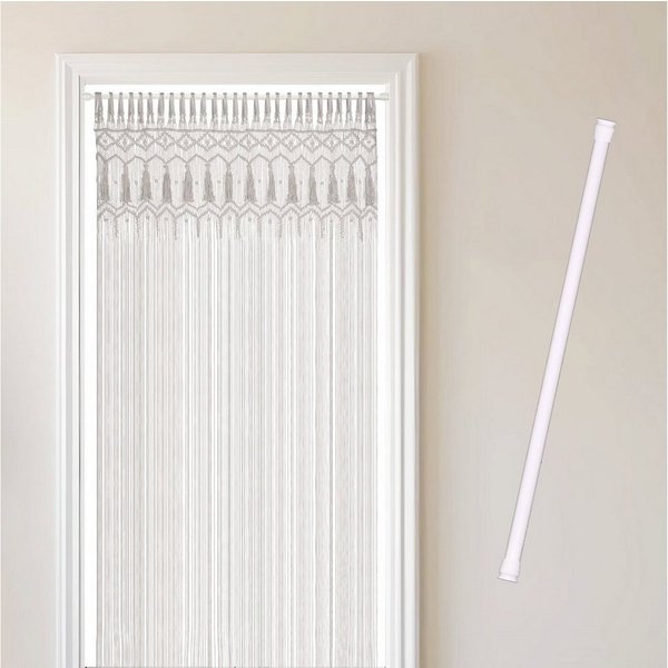 Cozyor Türvorhang Makramee 132 x 200 cm Boho Vorhang Fenstervorhang Raumteiler (1 St), Schlaufen, Baumwolle, mit Vorhangstange zum Klemmen weiß Wandteppich Wand