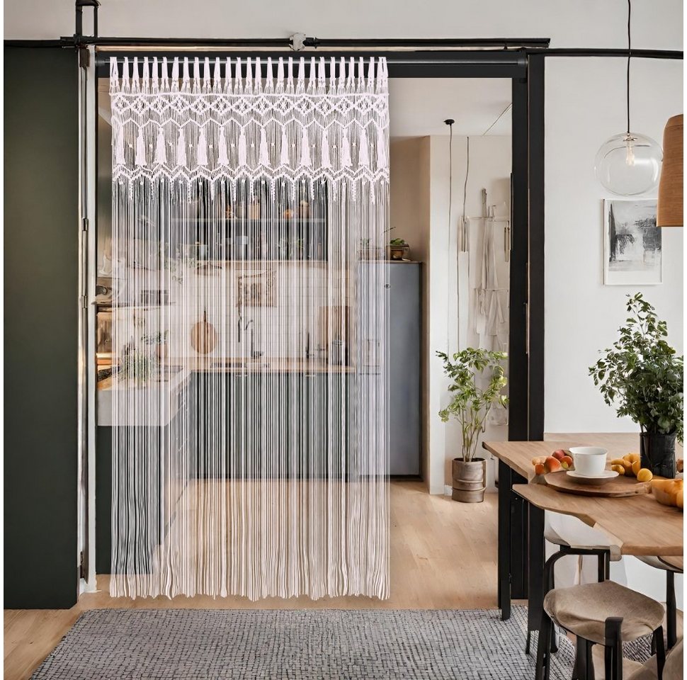 Cozyor Türvorhang Makramee 132 x 200 cm Boho Vorhang Fenstervorhang Raumteiler (1 St), Schlaufen, Baumwolle, weiß Purity, Wandteppich Wandbehang Hochzeit handge – Bild 2 von 5