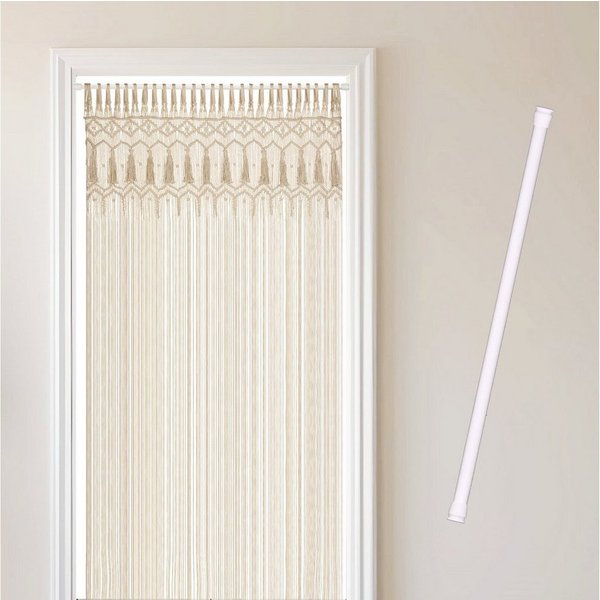 Cozyor Türvorhang Makramee 132 x 200 cm Boho Vorhang Fenstervorhang Raumteiler (1 St), Schlaufen, Baumwolle, mit Vorhangstange ohne Bohren beige, Wandteppich Wa