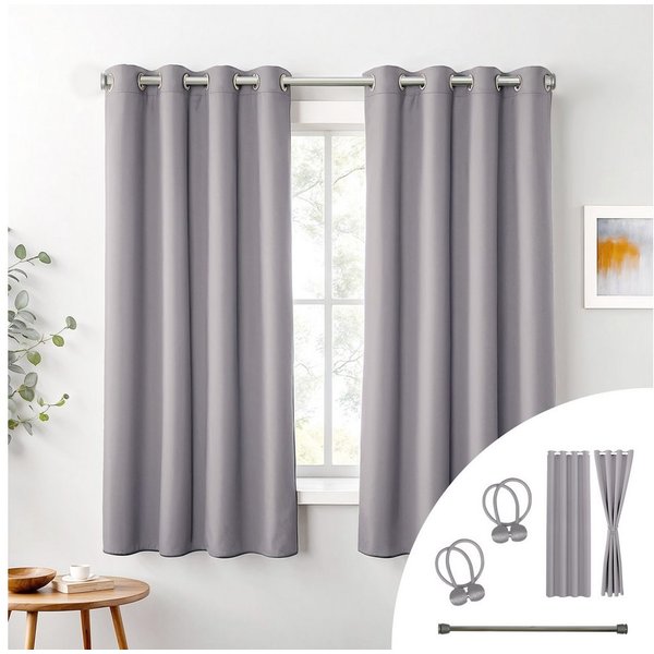 Cozyor Verdunkelungsvorhang 2er-Set inkl. 2 Magnethalter, thermoisolierend, Gardinen blickdicht (2 St), Ösen, verdunkelnd, Mikrofaser Polyester