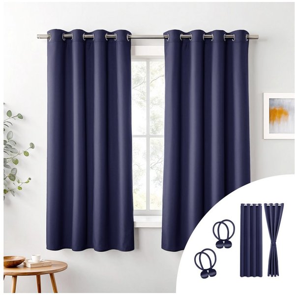 Cozyor Verdunkelungsvorhang 2er-Set inkl. 2 Magnethalter, thermoisolierend, Gardinen blickdicht (2 St), Ösen, verdunkelnd, Mikrofaser Polyester, Gardinen Thermo