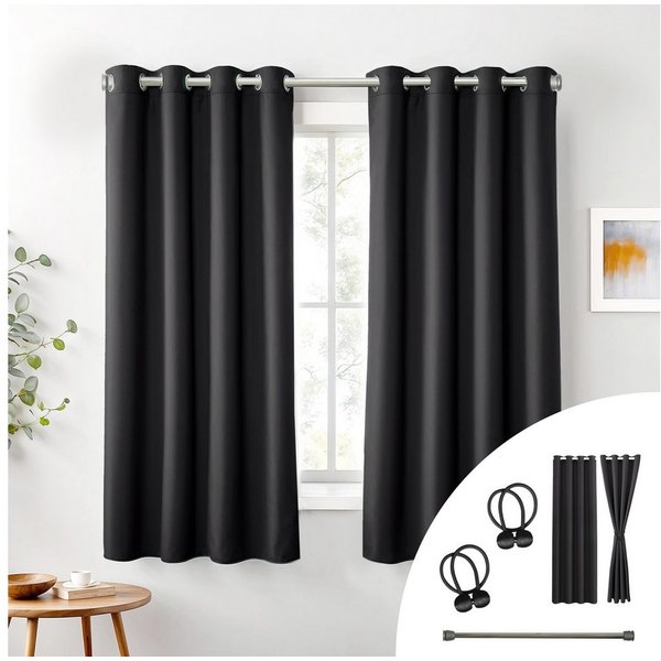 Cozyor Verdunkelungsvorhang 2er-Set inkl. 2 Magnethalter, thermoisolierend, Gardinen blickdicht (2 St), Ösen, verdunkelnd, Mikrofaser Polyester
