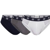 CR7 CR7 Herren Slips, 3er Pack - Briefs, Logobund, Stretch Cotton, Größe XL in Weiß