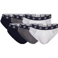 CR7 CR7 Herren Slips, 6er Pack - Briefs, Logobund, Stretch Cotton, Größe L in Weiß