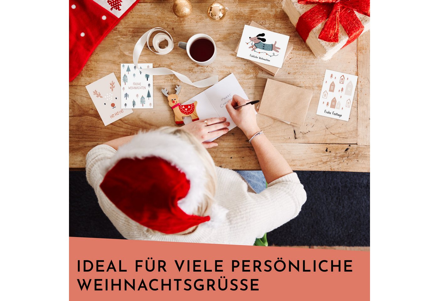 CraftWerk Grußkarten Weihnachtskarten mit Umschhlag, DIN A6 Klappkarten Grußkarten mit Motiven zu Weihnachten – Bild 3 von 5