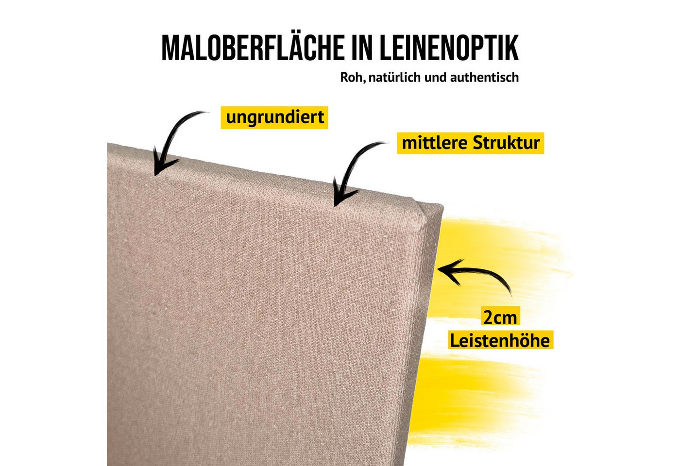Crazy Canvas Leinwand RAW Medium 30x30 cm, 2er Pack, mittlere Struktur, versandfrei, ungrundiert, 330 g/m², mittlere Struktur, Leinenoptik, Made in Berlin – Bild 2 von 5