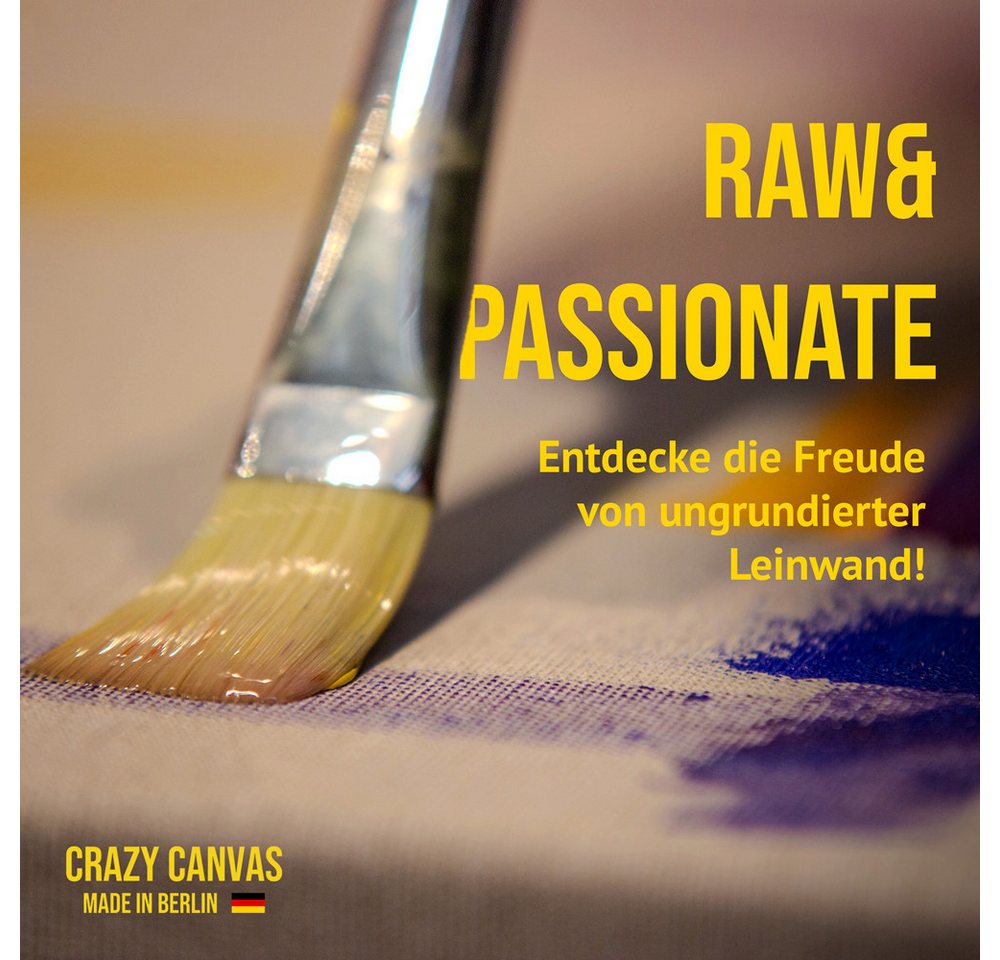 Crazy Canvas Leinwand RAW Medium 30x30 cm, 2er Pack, mittlere Struktur, versandfrei, ungrundiert, 330 g/m², mittlere Struktur, Leinenoptik, Made in Berlin – Bild 5 von 5