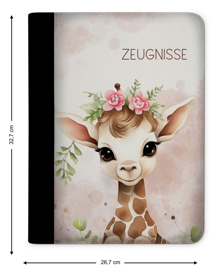 CreaDesign Schreibmappe Kinder Zeugnismappe, Dokumentenmappe, Ordner A4, Giraffe Blume (1-St) – Bild 2 von 5