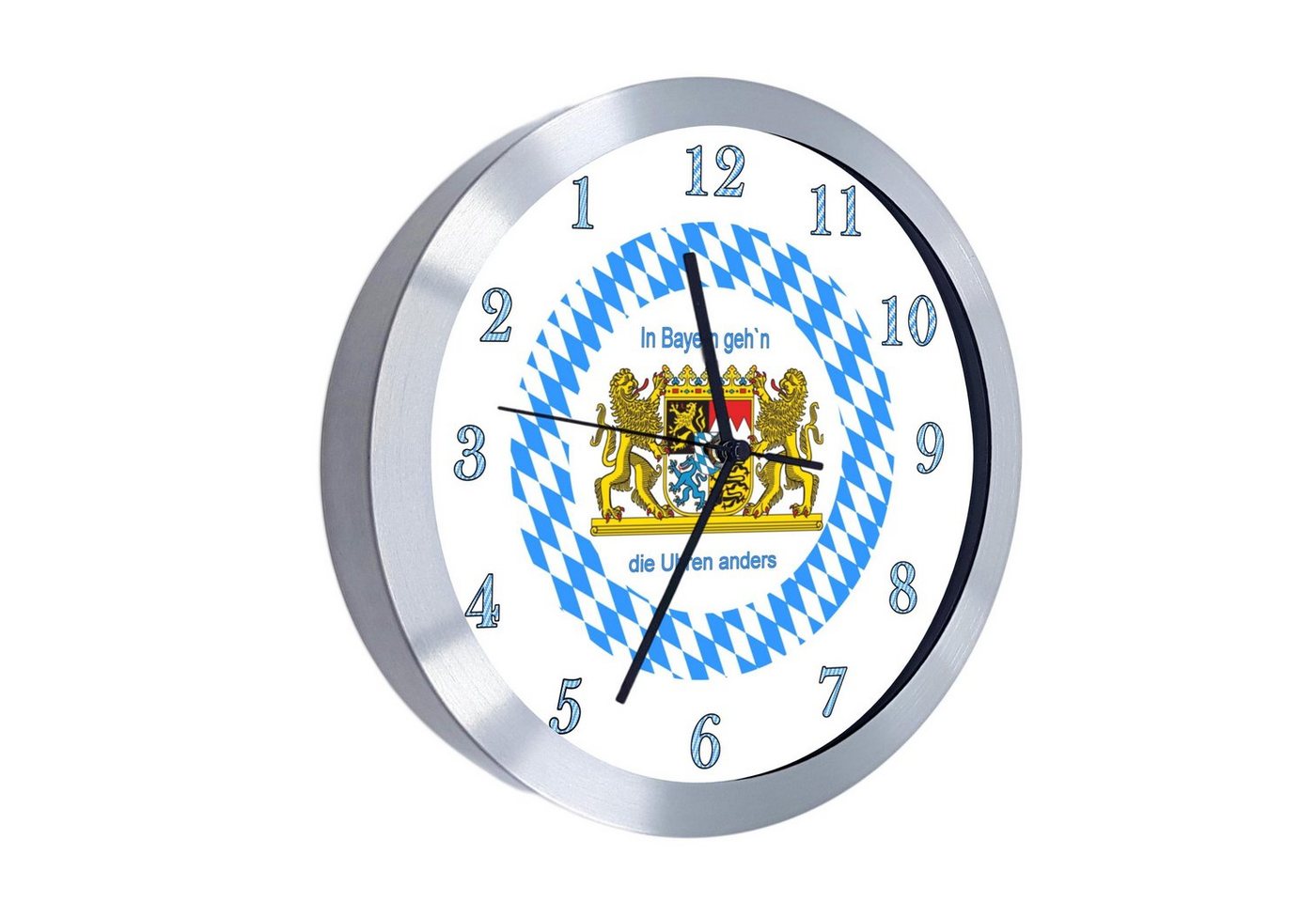 CreaDesign Wanduhr Wanduhr Bayern, rückwärtslaufende Zeiger, In Bayern gehen Uhren anders (geräuscharmes Uhrwerk) – Bild 5 von 5