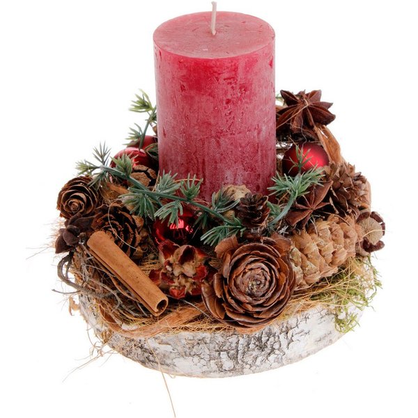 CreaFlor Home Adventskranz Adventsdeko, Handarbeit, Natur, Adventskranz, H: 17cm