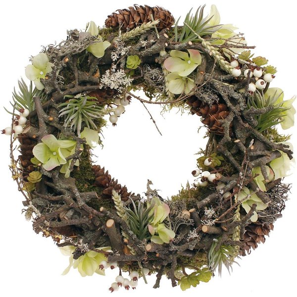 Kunstblume Herbstfloristik, CreaFlor Home, Höhe 34 cm, Höhe: 34cm, Farbe: Naturfarben, Motiv: Hortensien