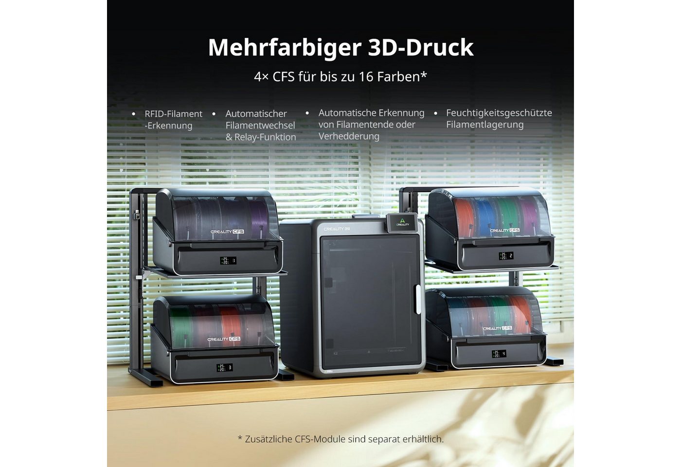 Creality 3D 3D-Drucker K2 Combo mehrfarbig 3D-Drucker mit CFS, 16-Farben-Druck, 600 mm/s, 45 dB, KI-Kamera, Carbonfaser-Kompatibel – Bild 2 von 5