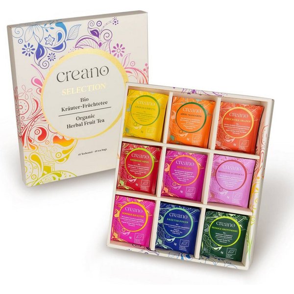 Creano Tee Bio Früchte- Kräutertee 45er Geschenkset „ORGANIC HERBAL TEA“*, 1 x 45 St. (45 Bio-Teebeutel)