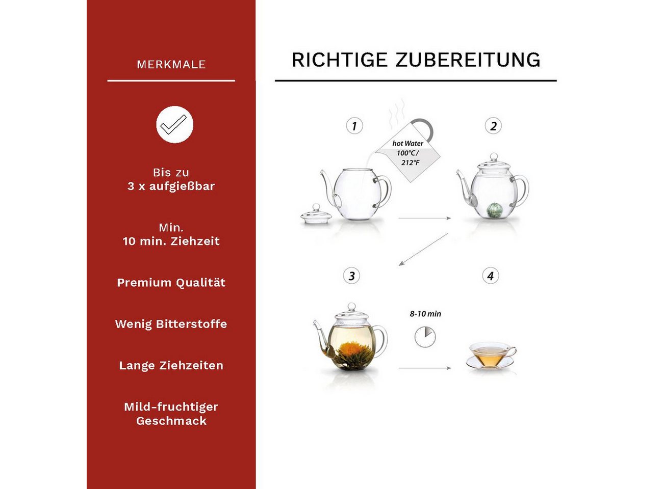 Creano Tee Teeblumen Mix 6er ErblühTee "Weißer Tee" Magnetbox mit Silberprägung, 1 x 6 St. – Bild 4 von 5