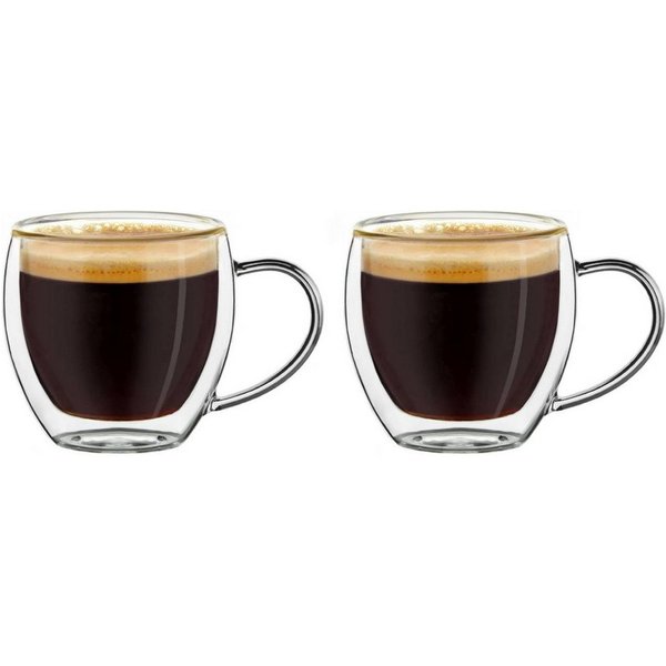 Creano Teeglas Thermoglas Espressoglas hoch mit Henkel 2er Set, 100ml, 2-tlg., Borosilikatglas, 2 Gläser