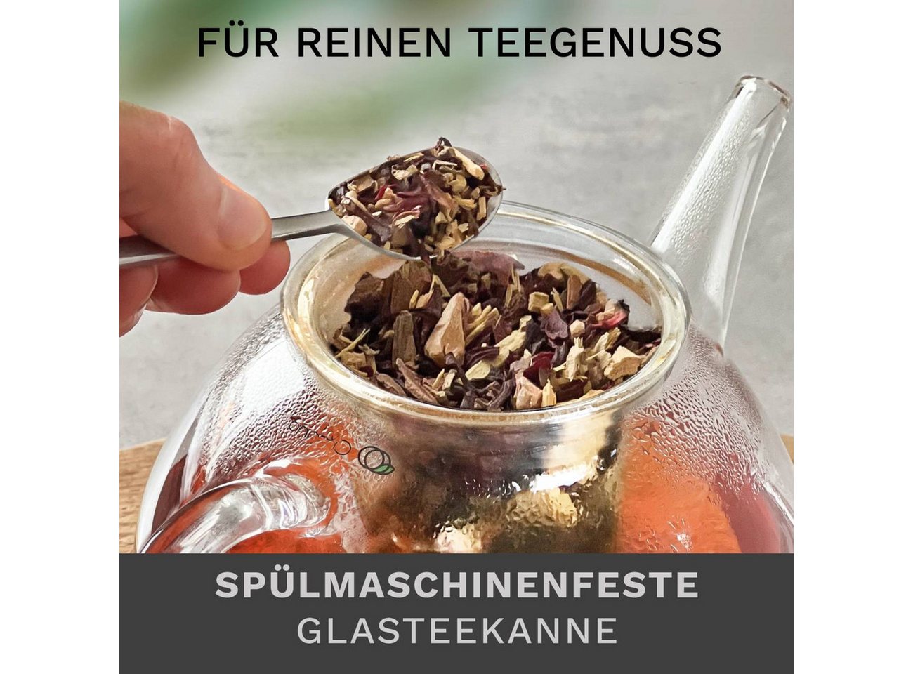Creano Teekanne Teekanne 1,2 Liter mit Glassieb und Glasdeckel, 1.2 l, 1x Glasteekanne mit Glassieb – Bild 4 von 5