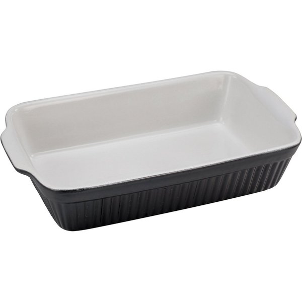 CreaTable Auflaufform Classic Black & White, Steinzeug, (1-St), außen Schwarz, innen strahlend weiß und glänzend, 20x34 cm