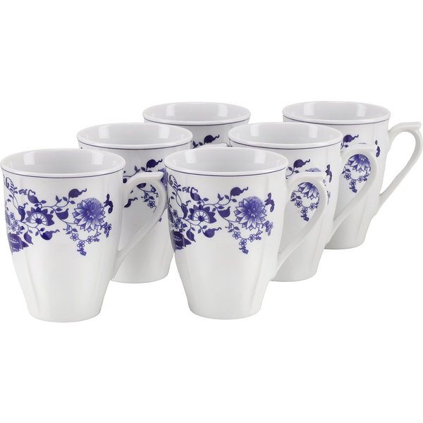 CreaTable Becher Flora Zwiebelmuster, Kaffeebecher, 6-tlg., 6-tlg., Porzellan, Elegante festonierte Grundform, ausdrucksstarkes Relief
