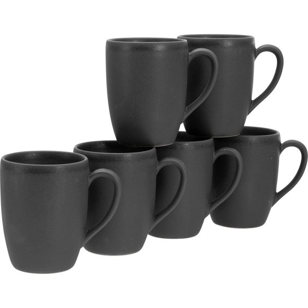 creaTable Becher Soft Touch Schwarz, 6-tlg., Steinzeug