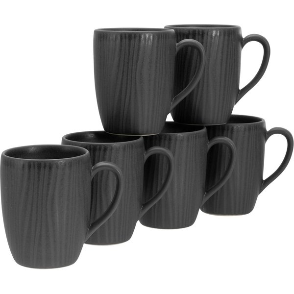 CreaTable Becher Vesuvio Black, 6-tlg., Steinzeug, 300 ml, 6-teilig