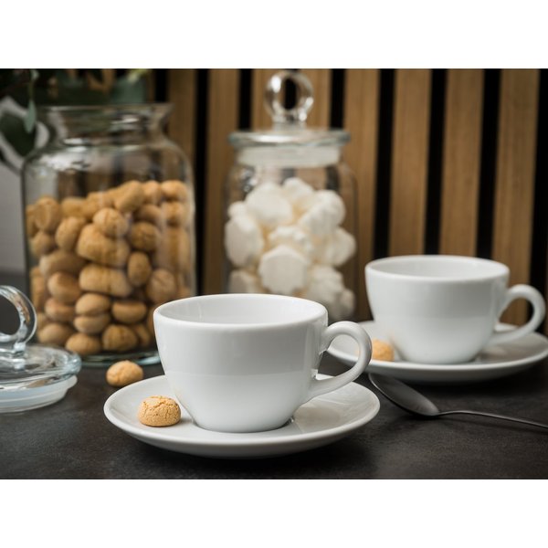 creaTable Cappuccinotasse Bistrot Weiss, Cappuccino Set 8-tlg, 8-tlg., Porzellan, Klassiker in Weiß, Der Alleskönner