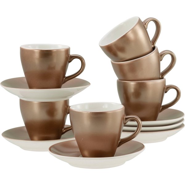 CreaTable Espressotasse Golden Days Weiß, Espressoset, 12-tlg., 12-tlg., Steinzeug, Goldfarbene Spezialglasur