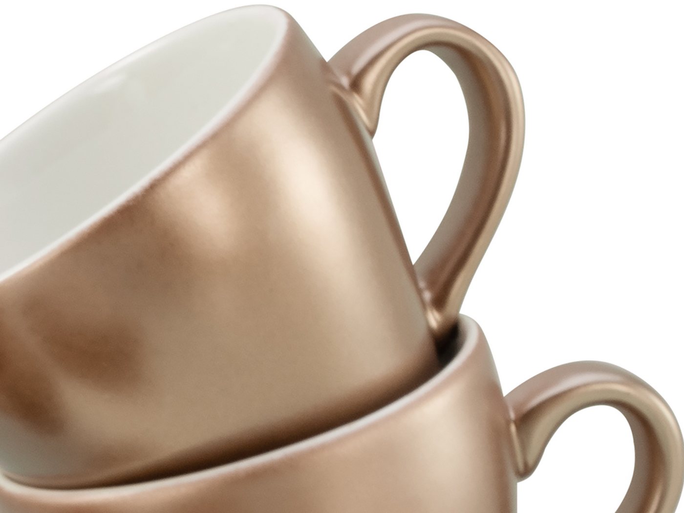 creaTable Espressotasse Golden Days Weiß, Espressoset, 12-tlg., 12-tlg., Steinzeug, Goldfarbene Spezialglasur – Bild 5 von 5