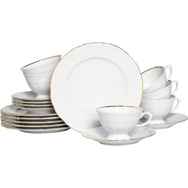 CreaTable Kaffeeservice Maria Theresia, KaffeeService 18-tlg (18-tlg), 6 Personen, Porzellan, Traditionelle Porzellanform