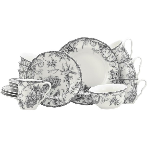 CreaTable Kombiservice Adelaide, Service 16-tlg. (16-tlg), 4 Personen, Porzellan, Nostalgischer Vintage Dekor, Elegante Form