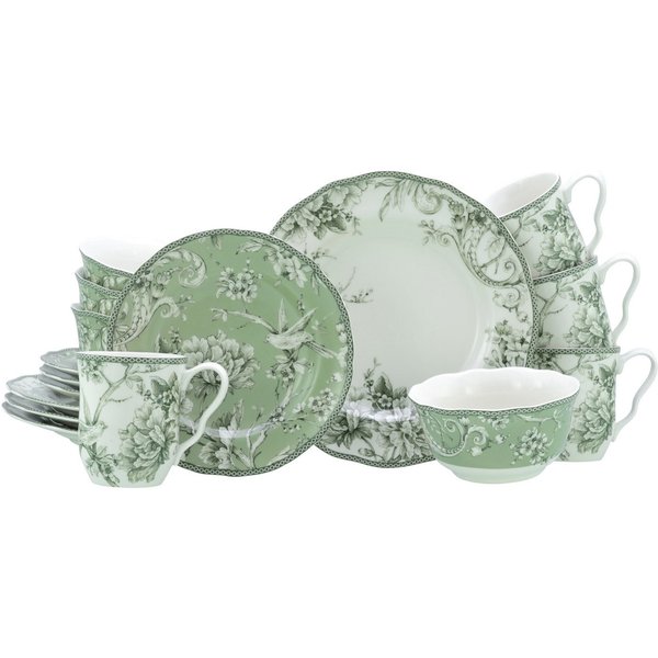 CreaTable Kombiservice Adelaide, Service 16-tlg. (16-tlg), 4 Personen, Porzellan, Nostalgischer Vintage Dekor, Elegante Form