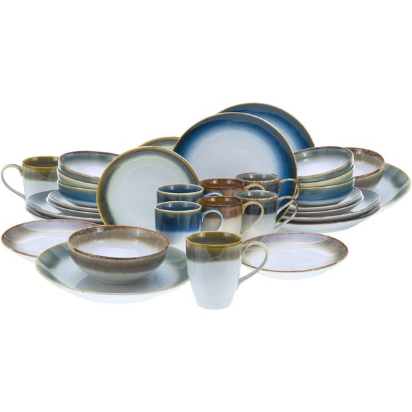 CreaTable Kombiservice Cascade Bunt (32-tlg), 8 Personen, Steinzeug