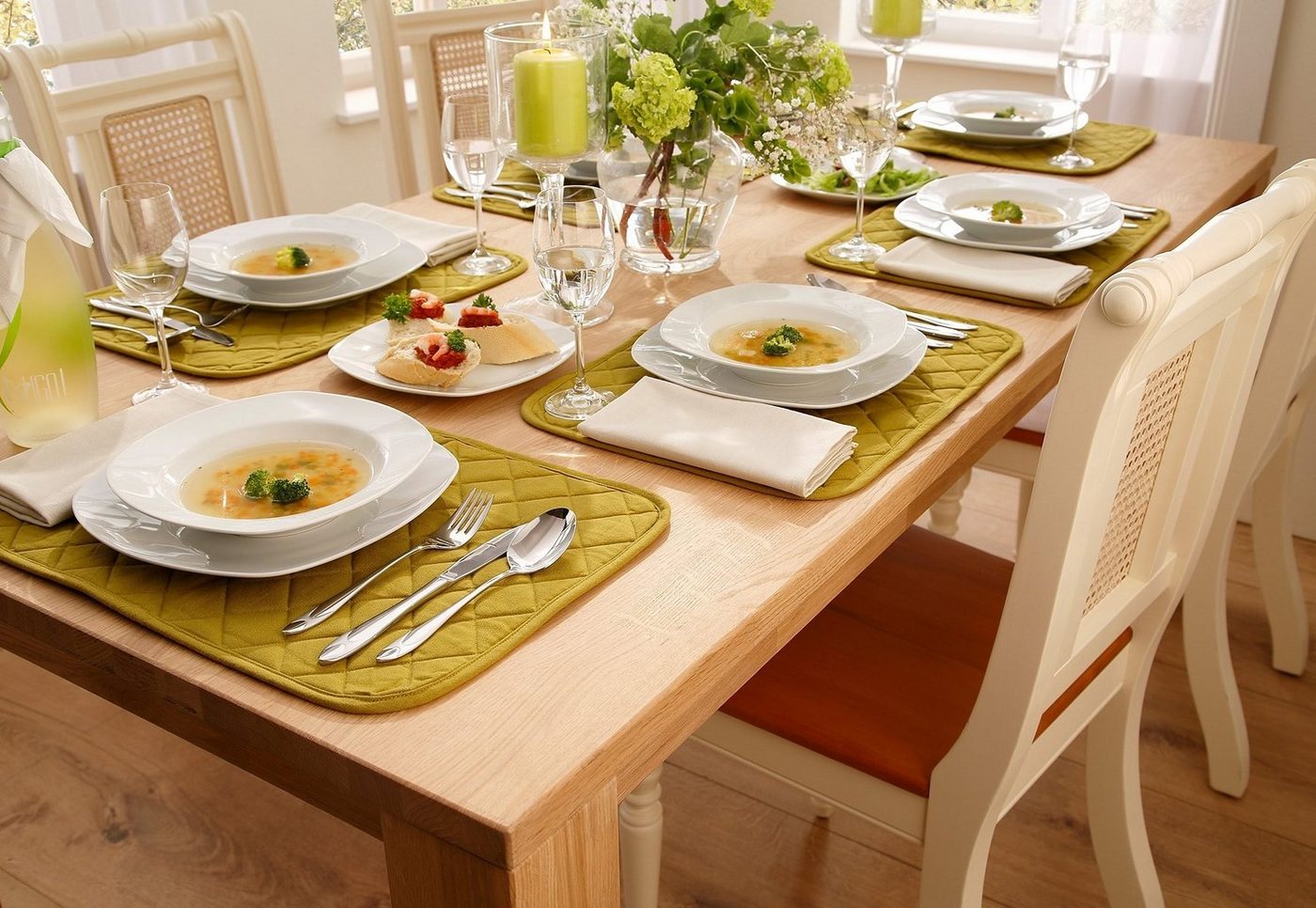creaTable Kombiservice Geschirr-Set Amelie (30-tlg), 6 Personen, Porzellan, Service, weiß, quadratische Form, 30 Teile, für 6 Personen – Bild 5 von 5