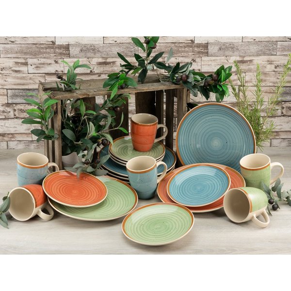 CreaTable Kombiservice Geschirr-Set Country (24-tlg), 6 Personen, Steinzeug, Service, Spiraldekor, 24 Teile, für 6 Personen