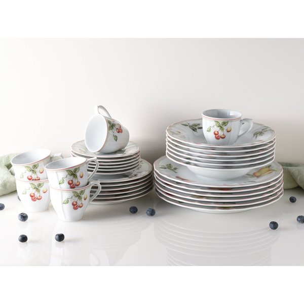 CreaTable Kombiservice Geschirr-Set Flora Orchard (30-tlg), 6 Personen, Porzellan, Service, 30 Teile, für 6 Personen